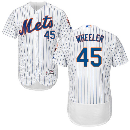 Mets #45 Zack Wheeler White(Blue Strip) Flexbase Authentic Collection Stitched MLB Jersey - Click Image to Close